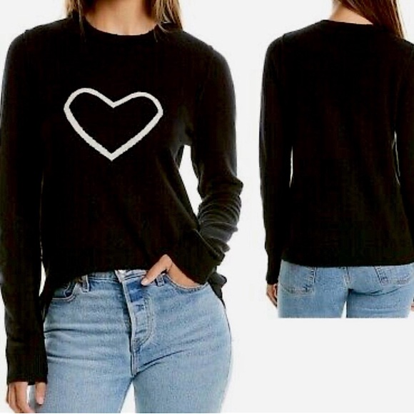 Zadig & Voltaire Tops - Zadig & Voltaire Miss Heart Cashmere Sweater Black White Size M